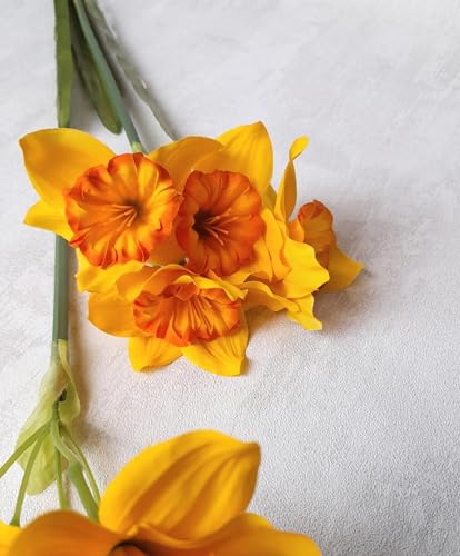 Product: Jucgghk Vivid and Realistic Floral Art 5 PCS Yellow Artificial Daffodil,Beautiful Spring Flowers for Wedding Bridal Bouquets, Floral Arrangement, Table Centerpieces, Home Decorations