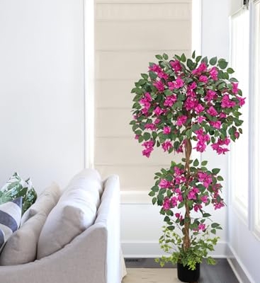 Product: Briful 4.92FT Artificial Bougainvillea Tree in Pot – Faux Silk Bougainvillea Floral Tree Decorative Pink Fake Trees for Home Office Living Room Indoor Outdoor Décor
