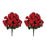 Product: Fuhomtre 2PCS Artificial Begonias Bush with Ground Spike, 24Inch Artificial Outdoor Bushes Evergreen UV Resistant Shrubs- for Outdoor Indoor Front Porch Garden (Red)