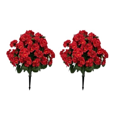 Product: Fuhomtre 2PCS Artificial Begonias Bush with Ground Spike, 24Inch Artificial Outdoor Bushes Evergreen UV Resistant Shrubs- for Outdoor Indoor Front Porch Garden (Red)