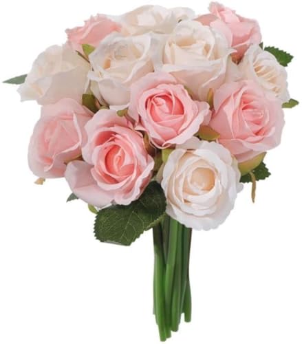 Product: Artificial Rose Flowers Bouquet 12 Heads – Silk Fake Flowers for Wedding Party Home Table Centerpiece Décor