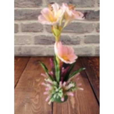 Product: Mini Amaryllis Silk Floral Arrangements Pink Artificial Flowers