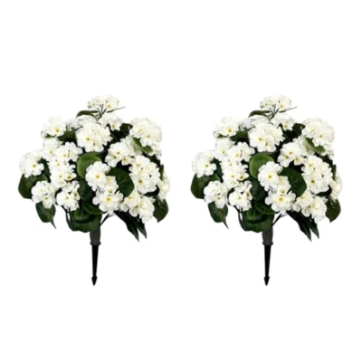 Product: Artificial Lavender Begonia Ball Trees 2 Set of 23'' UV Resistant Fake Evergreen Shrubs Bushes Plants with Ground Spike Fake Plants for Outdoor Indoor Front Porch Garden