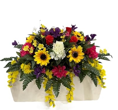 Product: Jucgghk Vivid and Realistic Floral Art 32“Handmade Easter Flower Cemetery Saddle,Spring Cemetery Flowers,Cemetery Decoration for Headstone Flower