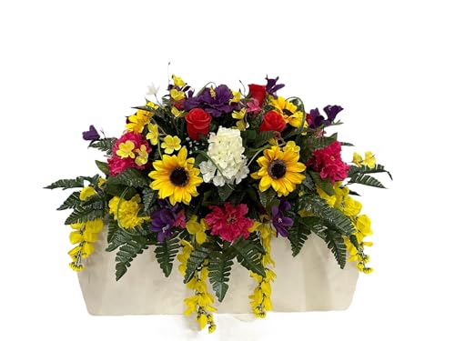 Product: Jucgghk Vivid and Realistic Floral Art 32“Handmade Easter Flower Cemetery Saddle,Spring Cemetery Flowers,Cemetery Decoration for Headstone Flower