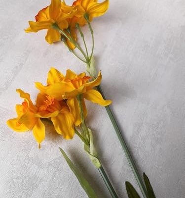 Product: Jucgghk Vivid and Realistic Floral Art 5 PCS Yellow Artificial Daffodil,Beautiful Spring Flowers for Wedding Bridal Bouquets, Floral Arrangement, Table Centerpieces, Home Decorations