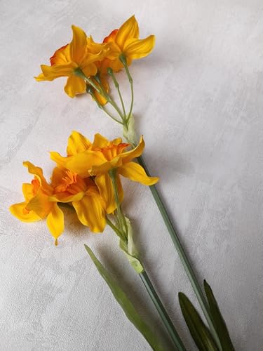 Product: Jucgghk Vivid and Realistic Floral Art 5 PCS Yellow Artificial Daffodil,Beautiful Spring Flowers for Wedding Bridal Bouquets, Floral Arrangement, Table Centerpieces, Home Decorations