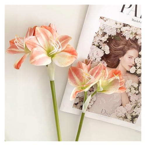 Product: ZXDdxjiu Faux Flowers,Fake Flowers, Artificial Amaryllis Flowers, 21.5 inches, Red, White, Pink, Set of 3, Faux Lilies for Wedding, Home, Office, Hotel Decor(White)