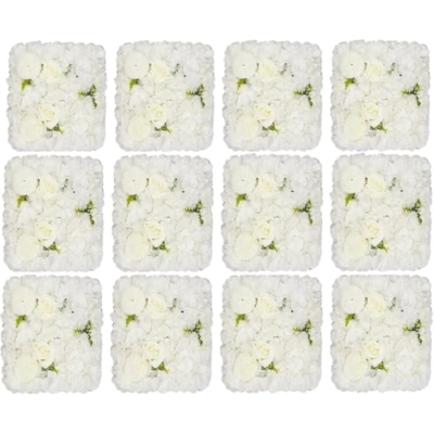 Product: Flower Wall Panels 12Pcs Artificial Flower Wall Panel 3D Floral Backdrop Decor Faux for Party, Home