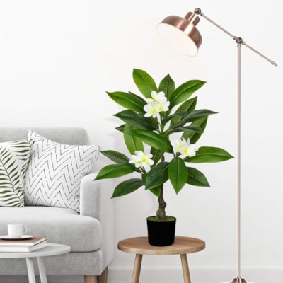 Product: Briful Artificial Plants Indoor 26.77'' Fake Tropical Plumeria Flowers Tree Plants in Black Pot Hawaiian White Plumeria Rubra Faux Frangipani Tree Floor Plant for Home Office Wedding Decor