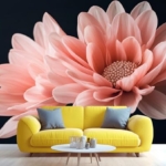 Product: Pink Floral Large Mural - 110" x 79" Mural, Pink Dahlia Wall Murals for Living Room Bedroom, Modern Flower Art Wallpaper, Dahlia Murals (Not Peel and Stick)