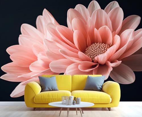 Product: Pink Floral Large Mural - 110" x 79" Mural, Pink Dahlia Wall Murals for Living Room Bedroom, Modern Flower Art Wallpaper, Dahlia Murals (Not Peel and Stick)