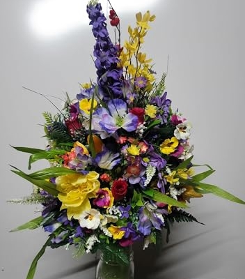 Product: Jucgghk Vivid and Realistic Floral Art 27" Tall Wildflower Summer Flowers,Premium Faux Flowers for Cemetery Grave Tombstone Decorations