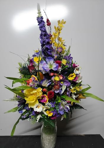 Product: Jucgghk Vivid and Realistic Floral Art 27" Tall Wildflower Summer Flowers,Premium Faux Flowers for Cemetery Grave Tombstone Decorations