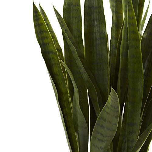 Silky Flower Store Artificial Sansevieria Plant, Nearly Natural Green 4855 Black Planter, Faux Indoor Decor 35in. 4 4 Product: Nearly Natural, Green 4855 35in. Sansevieria with Black Planter
