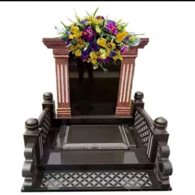 Product: Jucgghk Vivid and Realistic Floral Art 36" Yellow and Purple Cemetery Saddle, Headstone Saddle Arrangement for Outdoor Gravestone Decorations