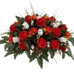 Product: Jucgghk Vivid and Realistic Floral Art Red White Rose Cemetery Saddle,Spring Cemetery Headstone Flower for Gravestone Grave Yard Ground Outdoor