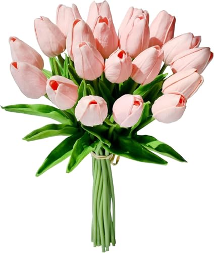 Product: Beautiful Flower Soft Tulips, 20Pcs Artificial Flowers, Suitable for Table Center, Wedding Party, Home Floral Decoration（No Vase） Used for Home Decoration, Weddings