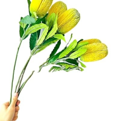 Product: 5 Stems Banksia Protea Stem, Artificial Long Stem Flower for Table Centerpieces Wedding Party Home Decoration Indoor(NO VASE)
