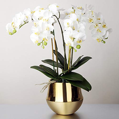Product: 4 Heads White Artificial Orchid Flowers with Gold Vase Set Faked Silk Flower Plant Artificial White Phalaenopsis for Home Decor, 21.7" H Table Centerpiece Office Wedding Party Decoration