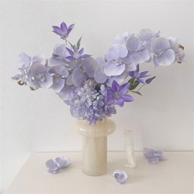 Product: Fake Flowers with Vase European Style Simulation Flowers Mauve Iris Bouquet Living Room Entrance Decorative Flowers Fake Flowers Ornaments Plant Decor (A)