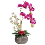 Product: JZZJSBX Artificial Flower with Ceramic Pot Set Artificial 2 Heads Phalaenopsis Faux Orchid for Home/Bedroom/Parlor/Dining Room Decor, 21" H Table Centerpiece Office Wedding Party Decoration