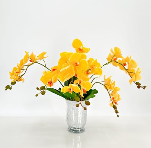 Product: 3PCS 18" Yellow Orchid Artificial Flowers,Spring Orchid Flowers for Wedding Table DIY Floral Arrangement Party Home Decor(NO VASE)