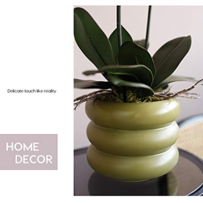 Product: Artificial Orchid Flower with Ceramics Vase Set White Phalaenopsis Flower Faux Orchid Faked Flowers Potted Plants, 23.6" H Table Centerpiece Office Wedding Party Decoration