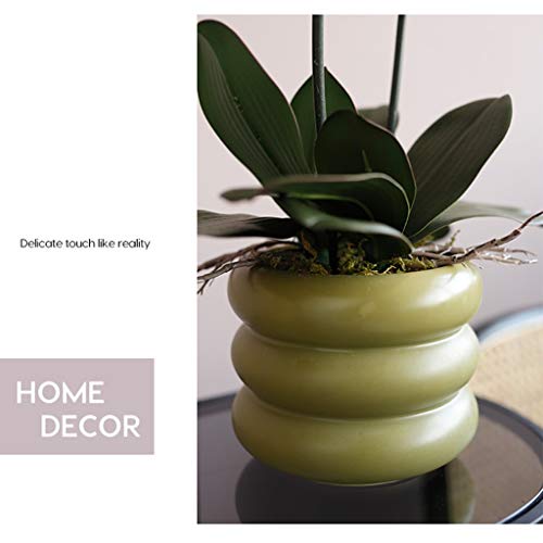 Product: Artificial Orchid Flower with Ceramics Vase Set White Phalaenopsis Flower Faux Orchid Faked Flowers Potted Plants, 23.6" H Table Centerpiece Office Wedding Party Decoration