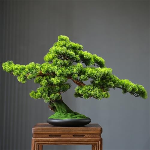 Product: MOOWI Artificial Bonsai Tree Chinese Hotel Desktop Landscaping Artificial Cypress Leaves Potted Bonsai Ornaments Artificial Bonsai Tree Artificial Trees Plants
