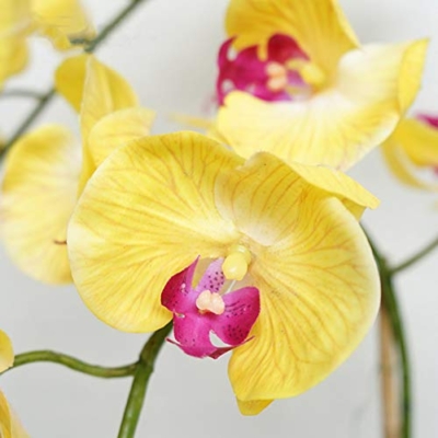 Product: Faux Yellow Orchid Flower, Artificial Phalaenopsis in Vase, Elegant Romantic Flower for Decorating Home, Office, Dinning Room, Bedroom Or Hotel Table Centerpiece Office Wedding Party Decoration