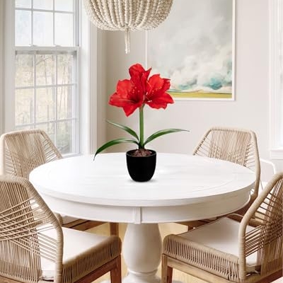 Product: Briful 2 Pack Red Amaryllis Artificial Flower Bundle for Home Office Room Table Vase Arrangement Centerpiece