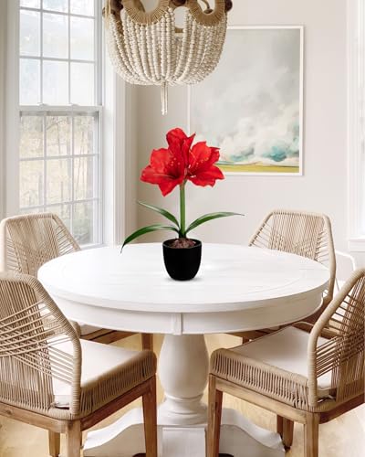 Product: Briful 2 Pack Red Amaryllis Artificial Flower Bundle for Home Office Room Table Vase Arrangement Centerpiece