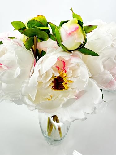 Product: 9 Stem White and Pink Peony Bouquet, Artificial Wedding Flower for Home Garden Party Floral Decor(Pink,NO VASE) for Wedding/Home Decoration
