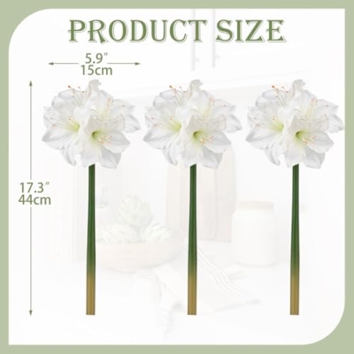 Product: Briful 2 Pack White Amaryllis Artificial Flower Bundle for Home Office Room Table Vase Arrangement Centerpiece