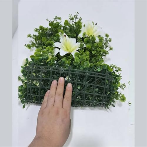 Product: cKqYYdSxiaOCheN 25x50CM Artificial Lily Decor Flower Plant Grass Wall Panels Green Plant Privacy Fence Panels Grass Indoor Family Garden Wedding(2)