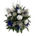 Product: Jucgghk Vivid and Realistic Floral Art Blue Silver White Cemetery Flowers, Artificial Graveside Flowers for Cemetery Headstones Decoration(2)
