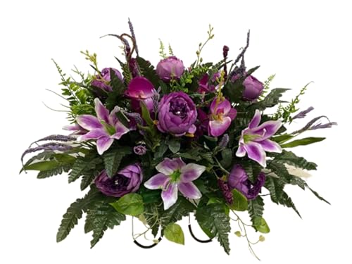 Product: Jucgghk Vivid and Realistic Floral Art Purple Spring Cemetery Flowers，Grave Site Flower，Headstone Flower，Flower for Cemetery