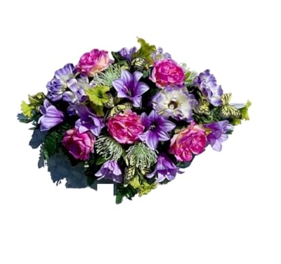 Product: Jucgghk Vivid and Realistic Floral Art 36" Beautiful Purple Cemetery SaddleMemorial Day Saddle, Headstone Flowers Saddle for Outdoor Grave Tombstone Decorations