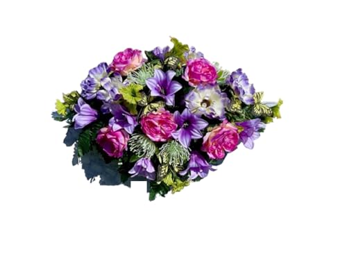 Product: Jucgghk Vivid and Realistic Floral Art 36" Beautiful Purple Cemetery SaddleMemorial Day Saddle, Headstone Flowers Saddle for Outdoor Grave Tombstone Decorations