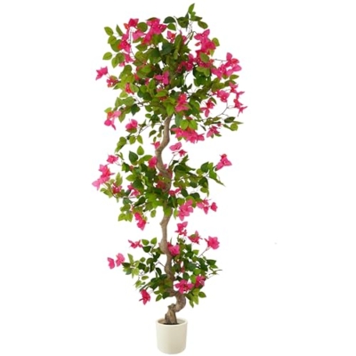 Product: Warmplants 6ft Artificial Bougainvillea Tree, Fake Bougainvillea Pink Flower Silk Plant in White Planter, Faux Blooming Topiary Tree for Indoor Outdoor Home Office Wedding Décor
