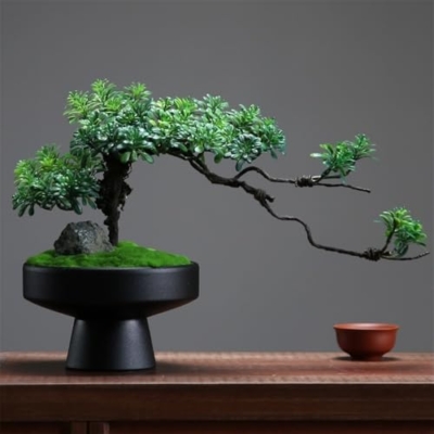 Product: MOOWI Artificial Bonsai Tree Artificial Bonsai Tree Fake Green Plant Indoor Potted for Living Room Home Decoration Artificial Trees Plants
