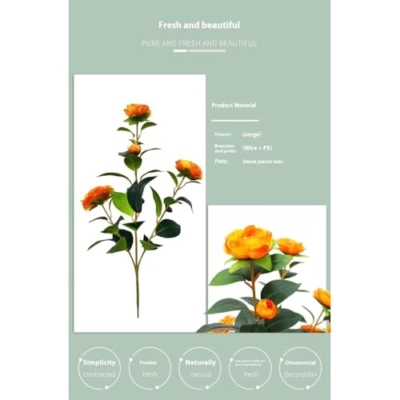 Product: Artificial Camellia Tree 2 Pack, 36" Faux Camellia Plant in Pot with Orange Flowers, Greenery Potted Plant for Indoor Outdoor Office Home Porch Decor, Orange (Back to School)