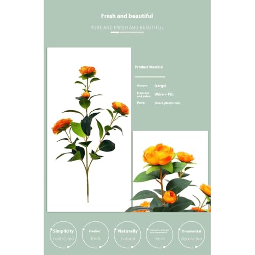 Product: Artificial Camellia Tree 2 Pack, 36" Faux Camellia Plant in Pot with Orange Flowers, Greenery Potted Plant for Indoor Outdoor Office Home Porch Decor, Orange (Back to School)