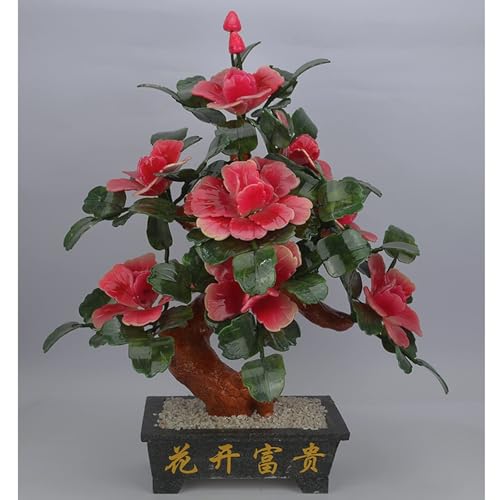 Product: Artificial Jade Bonsai with Pink Peony Flowers, 38cm Decorative Potted Plant, Feng Shui Lucky Ornament for Home, Office, Desk, Indoor Décor