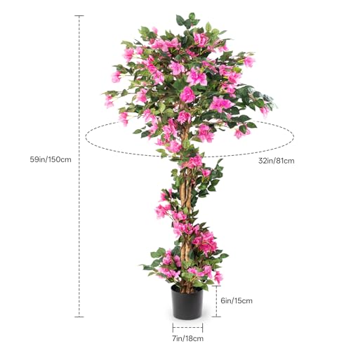 Product: Datietiao 2Pack Artificial Bougainvillea Tree – 5FT Faux Silk Pink Bougainvillea Plant with Pot for Indoor Outdoor Decor, Tall Fake Tropical Tree for Home, Office, Patio, Balcony, Wedding Decoration