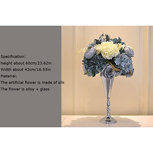 Product: Fake Flowers Alloy Vase with Artificial Rose Flowers Bouquet Silk Flowers Rose for Home Bridal Wedding Party Festival Decor Dry Flowers Bouq (A)