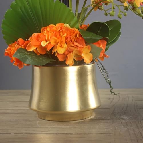 Silky Flower Store Artificial Orchid Flower Arrangement, Real Touch Latex Geel Flowers, Gold Ceramic Vase, 55cm 5 5 Product: Artificial Orchid Flower Arrangement with Vase – Real Touch Latex Geel Flowers in Gold Ceramic Pot, 55cm