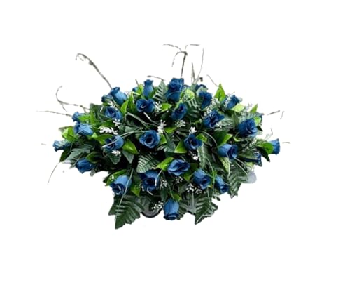 Product: Jucgghk Vivid and Realistic Floral Art Beautiful Roses Single Headstone Cemetery Saddle, 22-24” Cemetery Flower Arrangement for Grave Tombstone Decorations