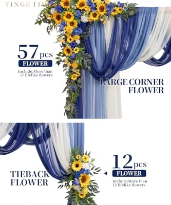 Silky Flower Store Artificial Wedding Arch Flowers Kit, Hanging Silk Floral Backdrop, Ceremony Decor, Pack of 5, 32.5cm 10 10 Product: TINGE TIME Artificial Arch Flowers Kit Pack of 5, Wedding Decorations for Reception with Hanging Flowers, Wedding Arch Silk Floral Arrangements Ceremony Backdrop Bridal Shower Outdoor Party Decor